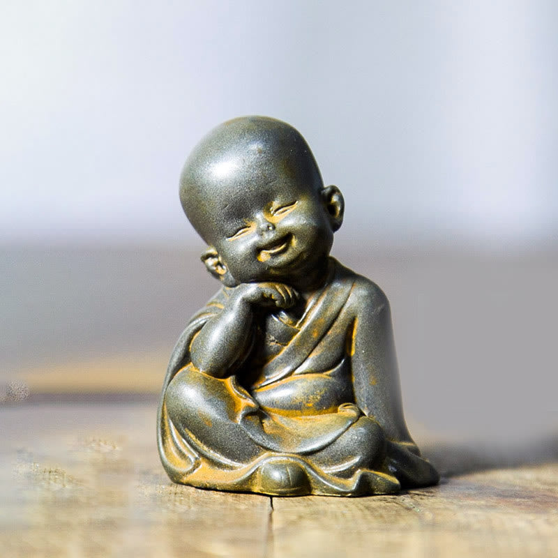 Small Meditating Monk Iron Powder Resin Buddha Statue