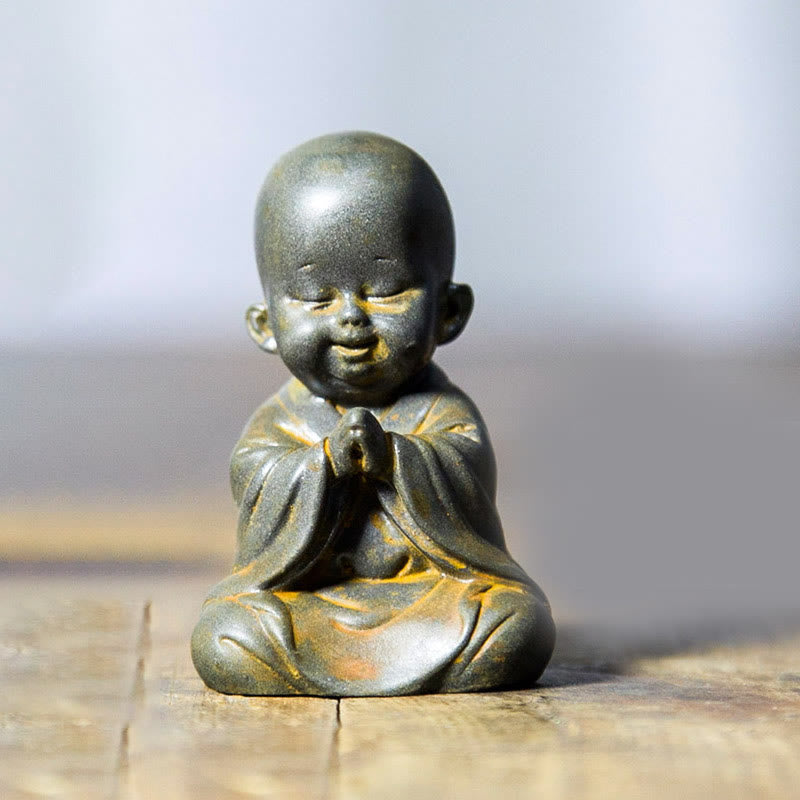 Small Meditating Monk Iron Powder Resin Buddha Statue