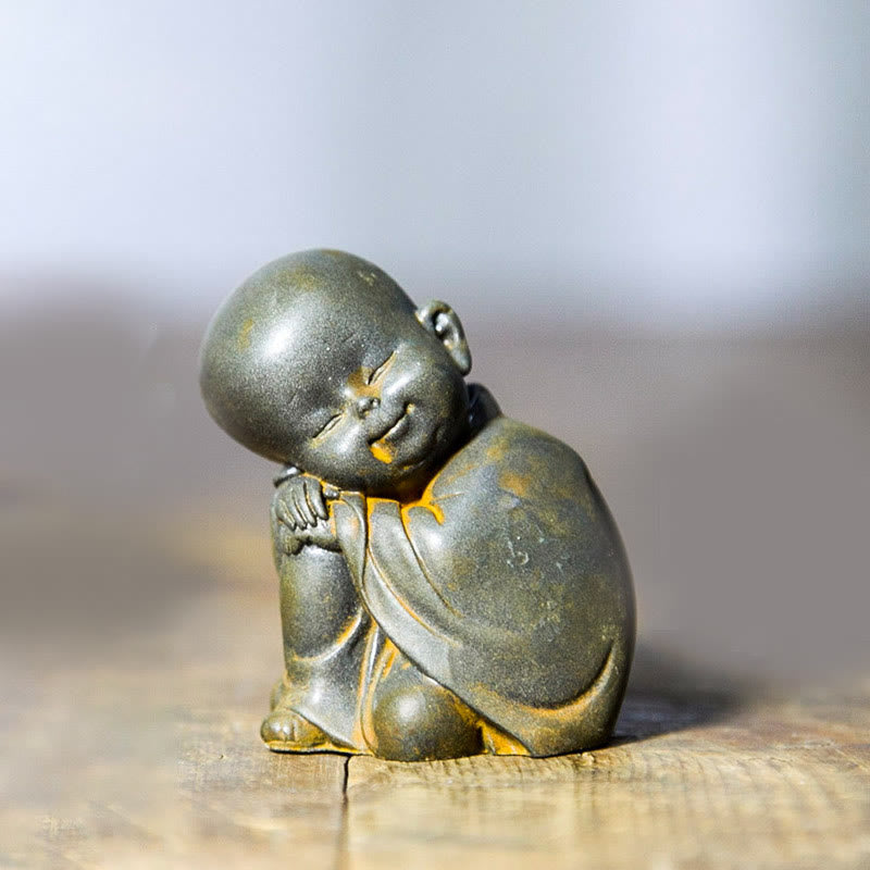 Small Meditating Monk Iron Powder Resin Buddha Statue