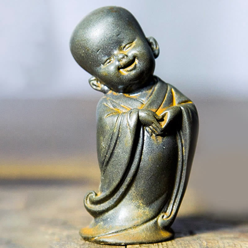 Small Meditating Monk Iron Powder Resin Buddha Statue