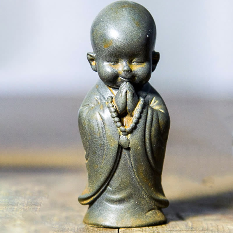 Small Meditating Monk Iron Powder Resin Buddha Statue