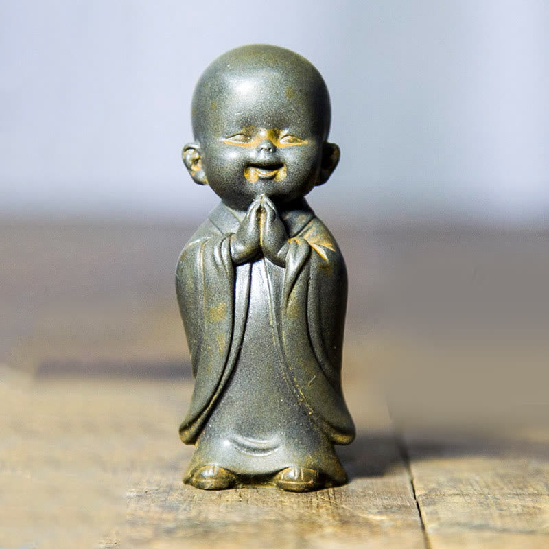 Small Meditating Monk Iron Powder Resin Buddha Statue