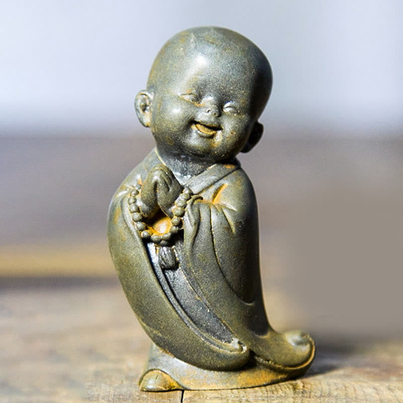 Small Meditating Monk Iron Powder Resin Buddha Statue