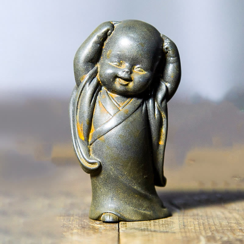 Small Meditating Monk Iron Powder Resin Buddha Statue