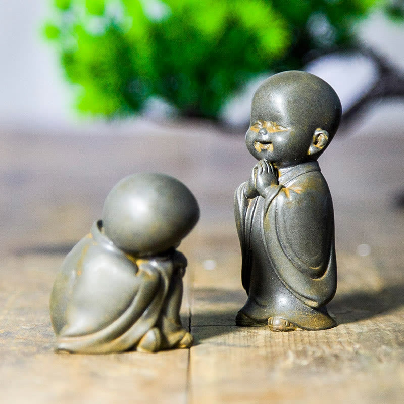 Small Meditating Monk Iron Powder Resin Buddha Statue