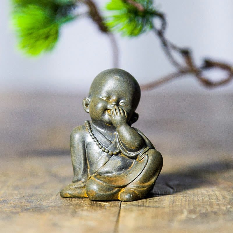 Small Meditating Monk Iron Powder Resin Buddha Statue