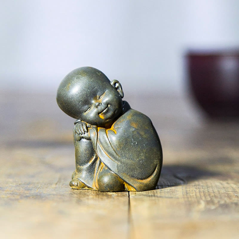 Small Meditating Monk Iron Powder Resin Buddha Statue