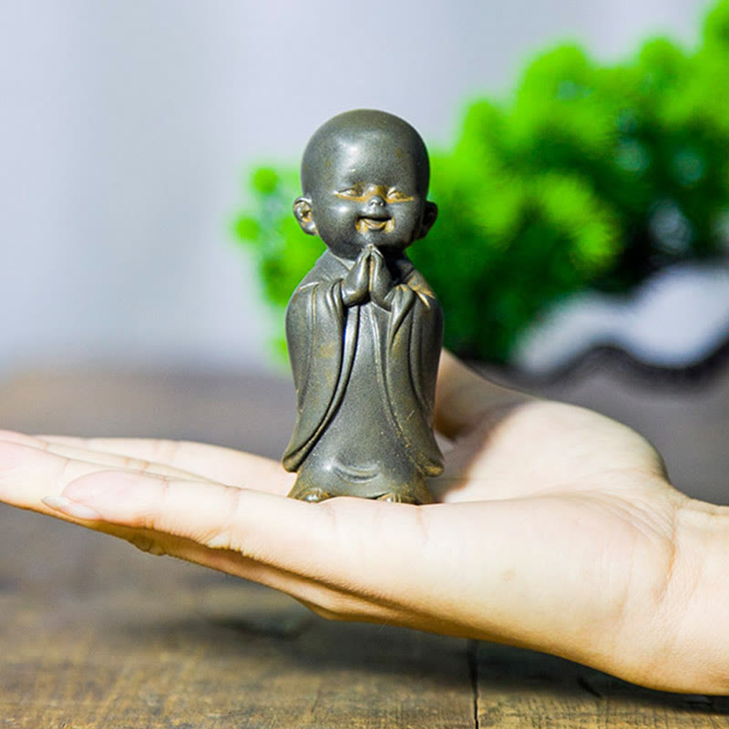 Small Meditating Monk Iron Powder Resin Buddha Statue