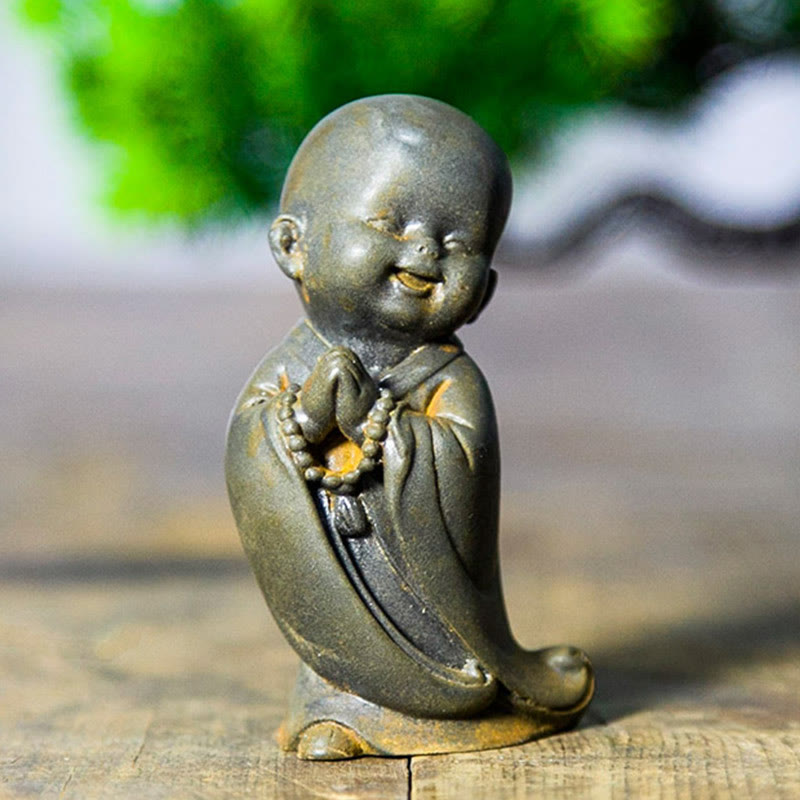 Small Meditating Monk Iron Powder Resin Buddha Statue