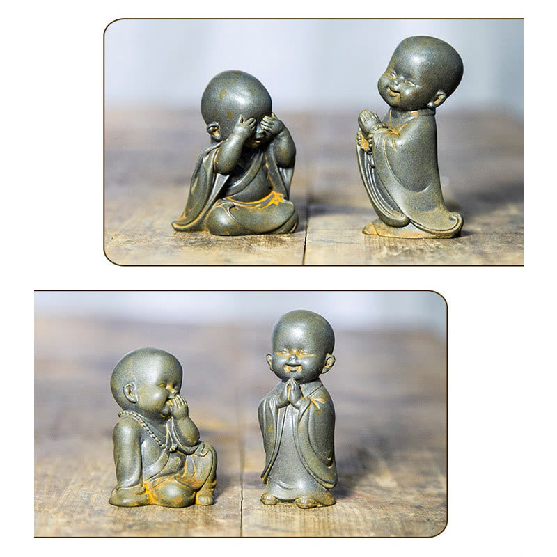 Small Meditating Monk Iron Powder Resin Buddha Statue