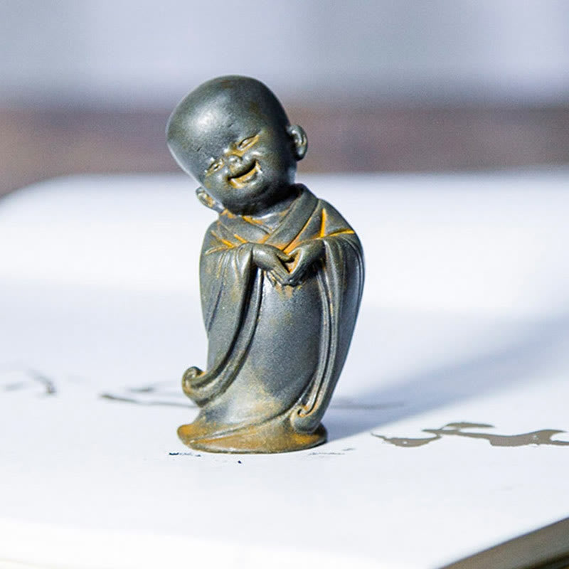 Small Meditating Monk Iron Powder Resin Buddha Statue
