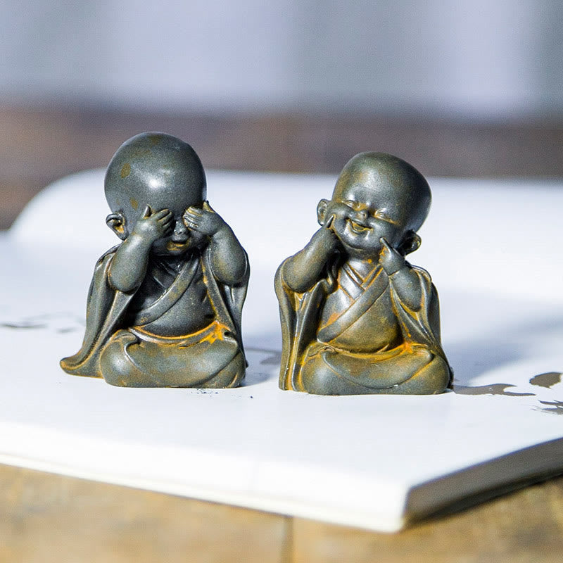 Small Meditating Monk Iron Powder Resin Buddha Statue