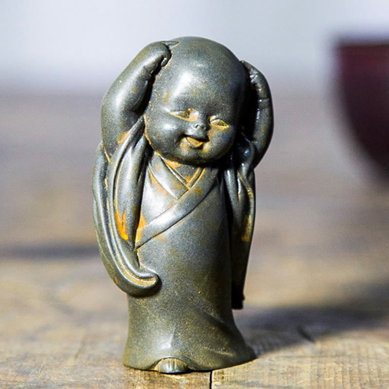 Small Meditating Monk Iron Powder Resin Buddha Statue
