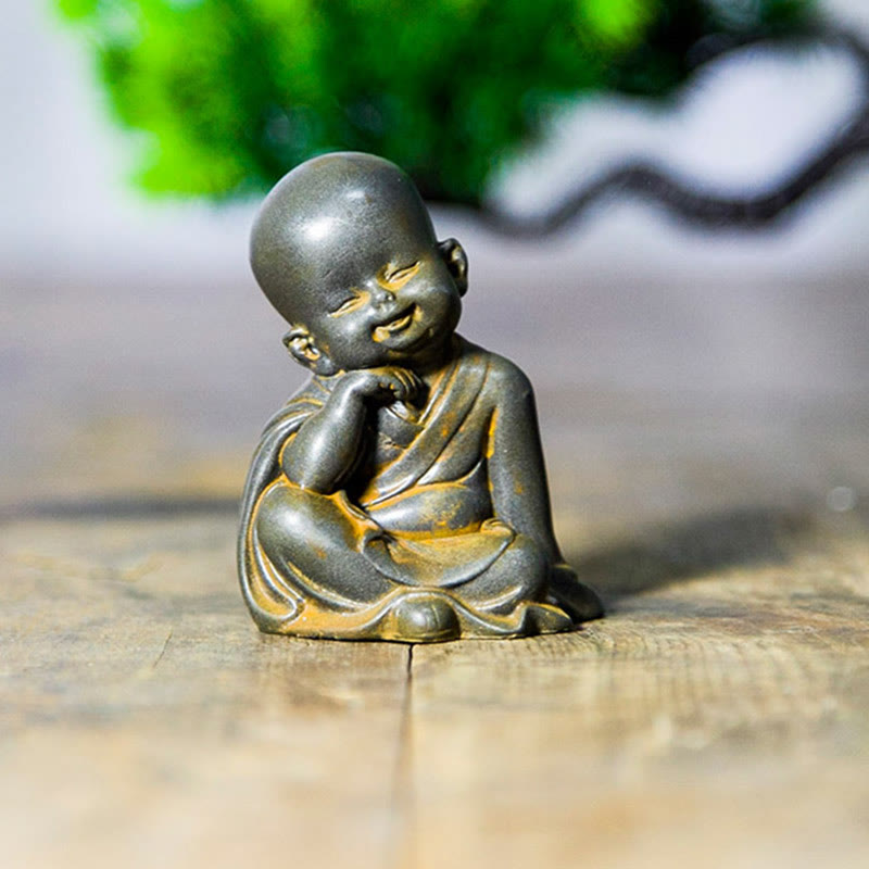 Small Meditating Monk Iron Powder Resin Buddha Statue