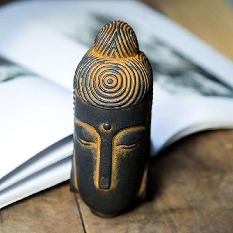 Meditating Buddha Statue 15cm Iron Powder Rust Resin