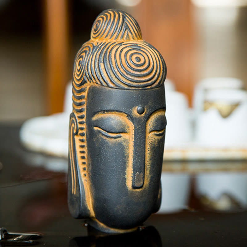 Meditating Buddha Statue 15cm Iron Powder Rust Resin