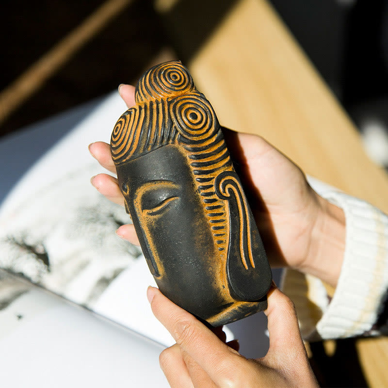 Meditating Buddha Statue 15cm Iron Powder Rust Resin