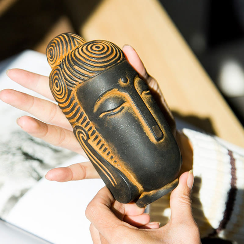 Meditating Buddha Statue 15cm Iron Powder Rust Resin