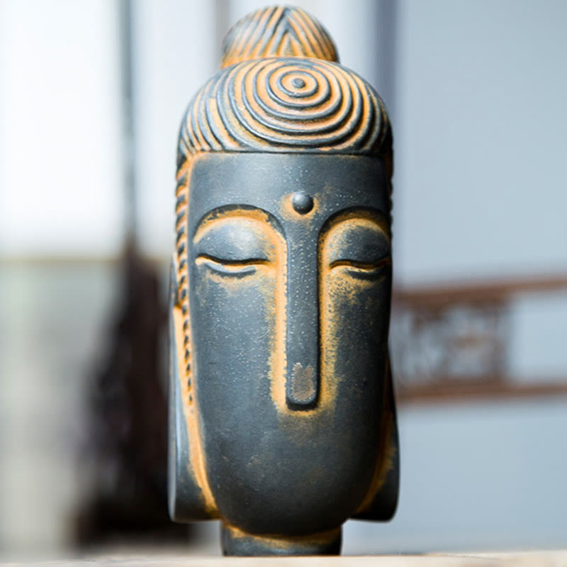 Meditating Buddha Statue 15cm Iron Powder Rust Resin