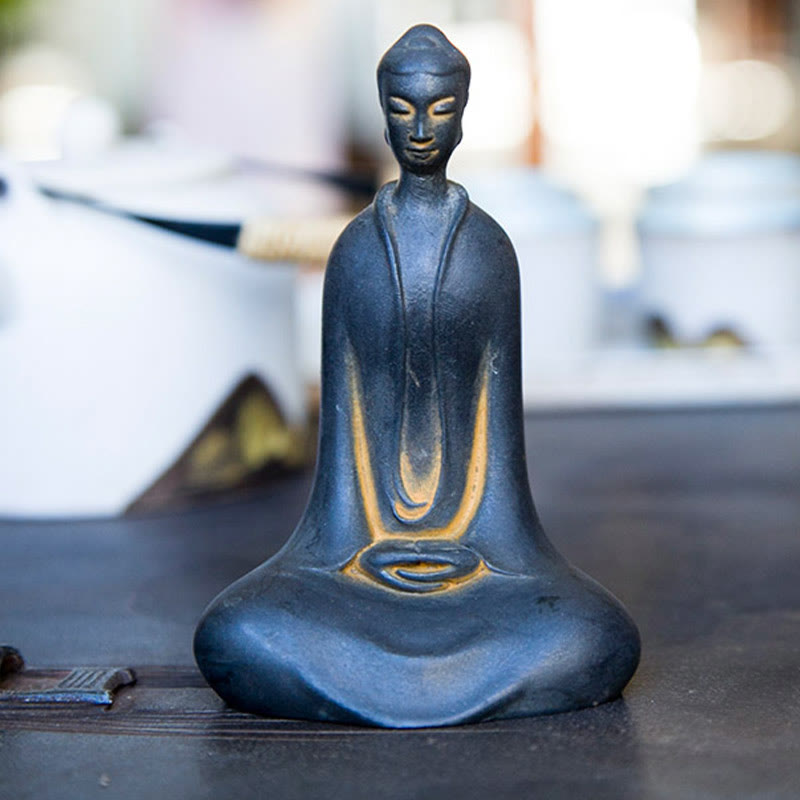 Rust Sakyamuni Buddha Iron Powder Resin Statue 12.5cm