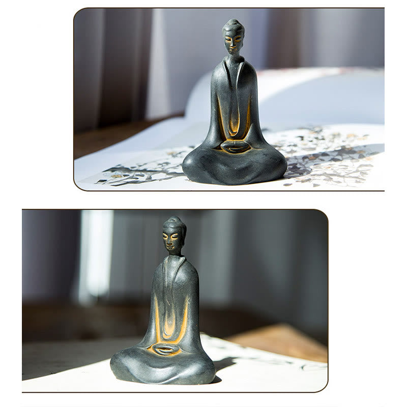 Rust Sakyamuni Buddha Iron Powder Resin Statue 12.5cm