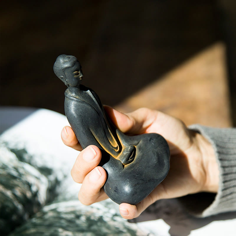 Rust Sakyamuni Buddha Iron Powder Resin Statue 12.5cm