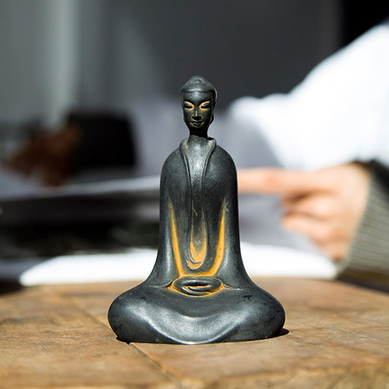 Rust Sakyamuni Buddha Iron Powder Resin Statue 12.5cm