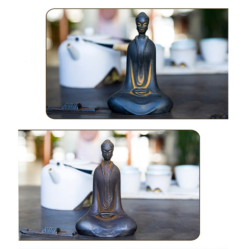 Rust Sakyamuni Buddha Iron Powder Resin Statue 12.5cm