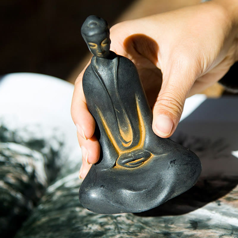 Rust Sakyamuni Buddha Iron Powder Resin Statue 12.5cm