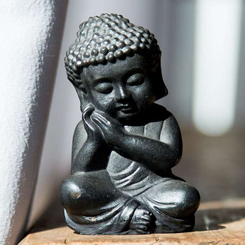 Small Iron Powder Buddha Statue 9x5.5cm Meditation Decor