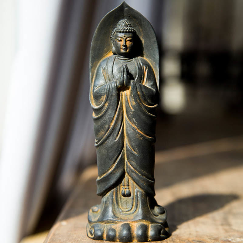 14.5cm Iron Powder Resin Buddha Statue Namaste Meditation