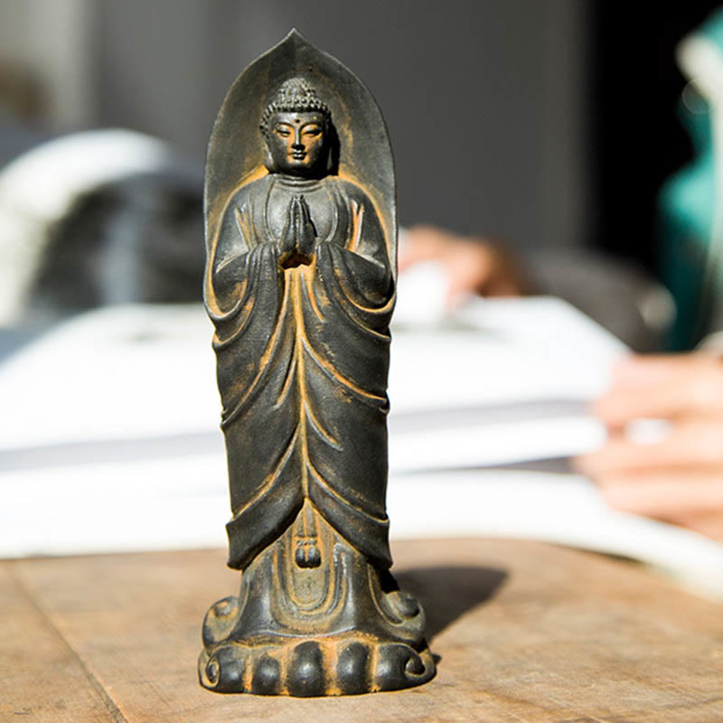 14.5cm Iron Powder Resin Buddha Statue Namaste Meditation