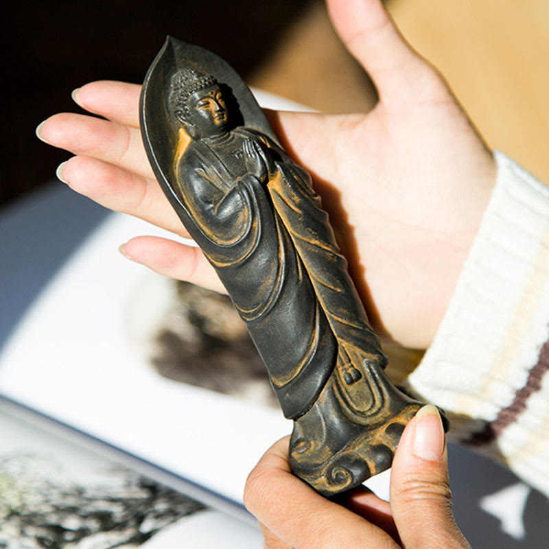 14.5cm Iron Powder Resin Buddha Statue Namaste Meditation