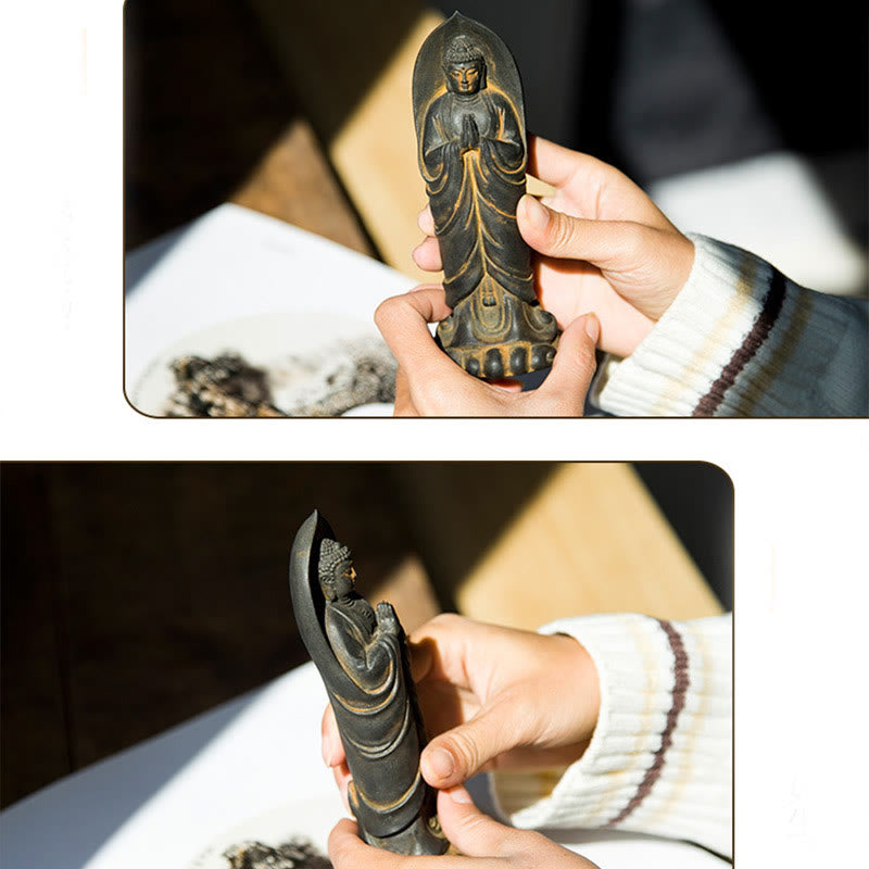 14.5cm Iron Powder Resin Buddha Statue Namaste Meditation