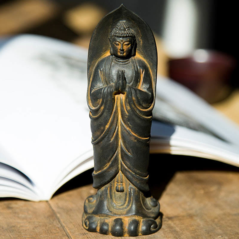 14.5cm Iron Powder Resin Buddha Statue Namaste Meditation