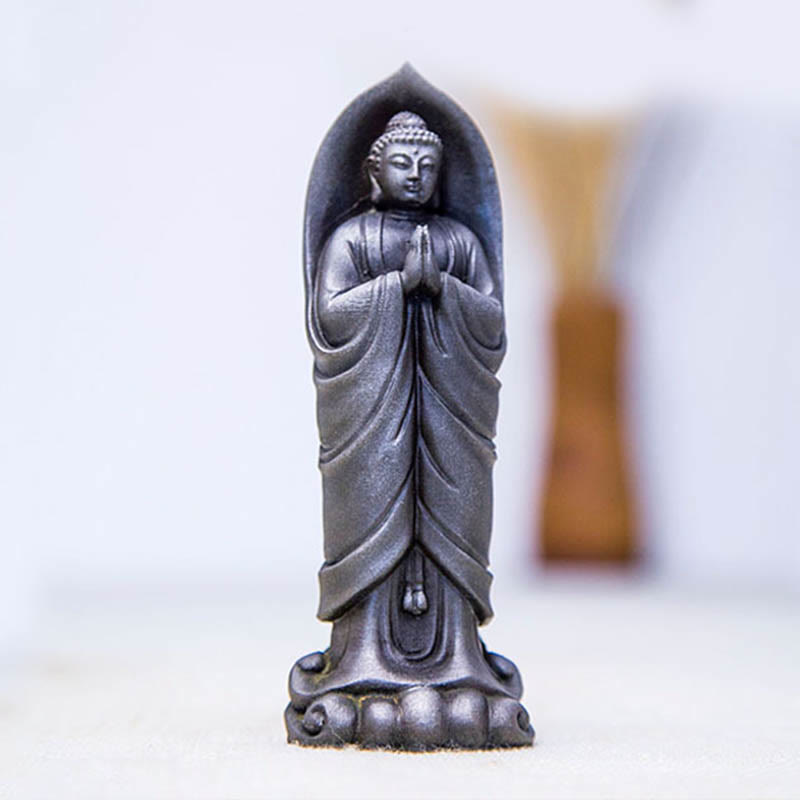 14.5cm Iron Powder Resin Buddha Statue Namaste Meditation