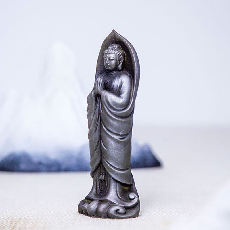 14.5cm Iron Powder Resin Buddha Statue Namaste Meditation