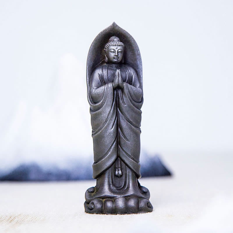 14.5cm Iron Powder Resin Buddha Statue Namaste Meditation