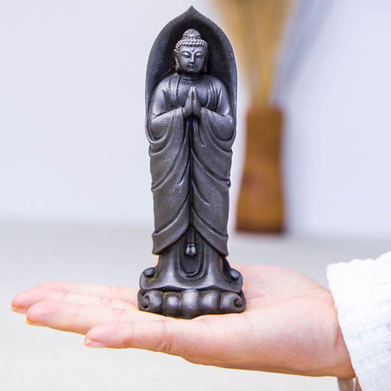 14.5cm Iron Powder Resin Buddha Statue Namaste Meditation