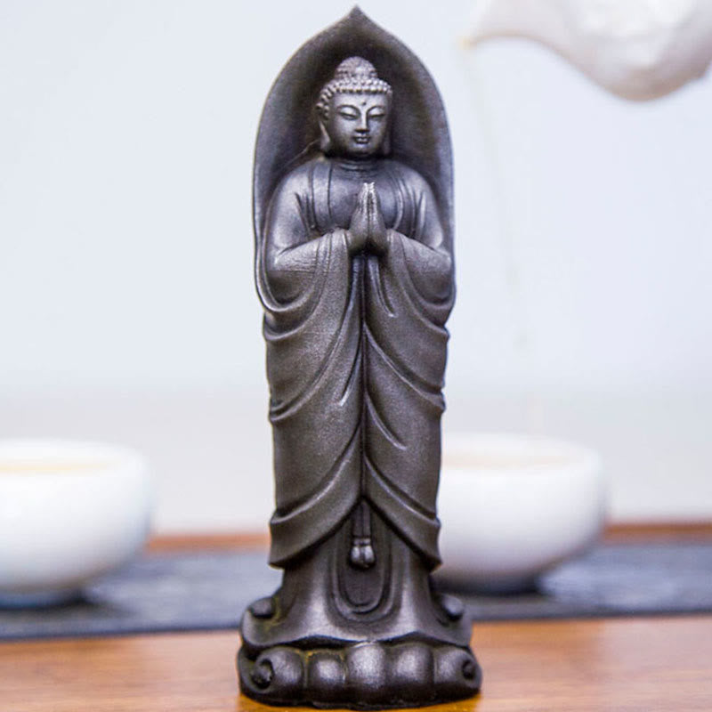 14.5cm Iron Powder Resin Buddha Statue Namaste Meditation
