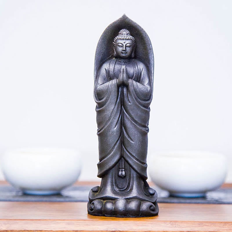 14.5cm Iron Powder Resin Buddha Statue Namaste Meditation