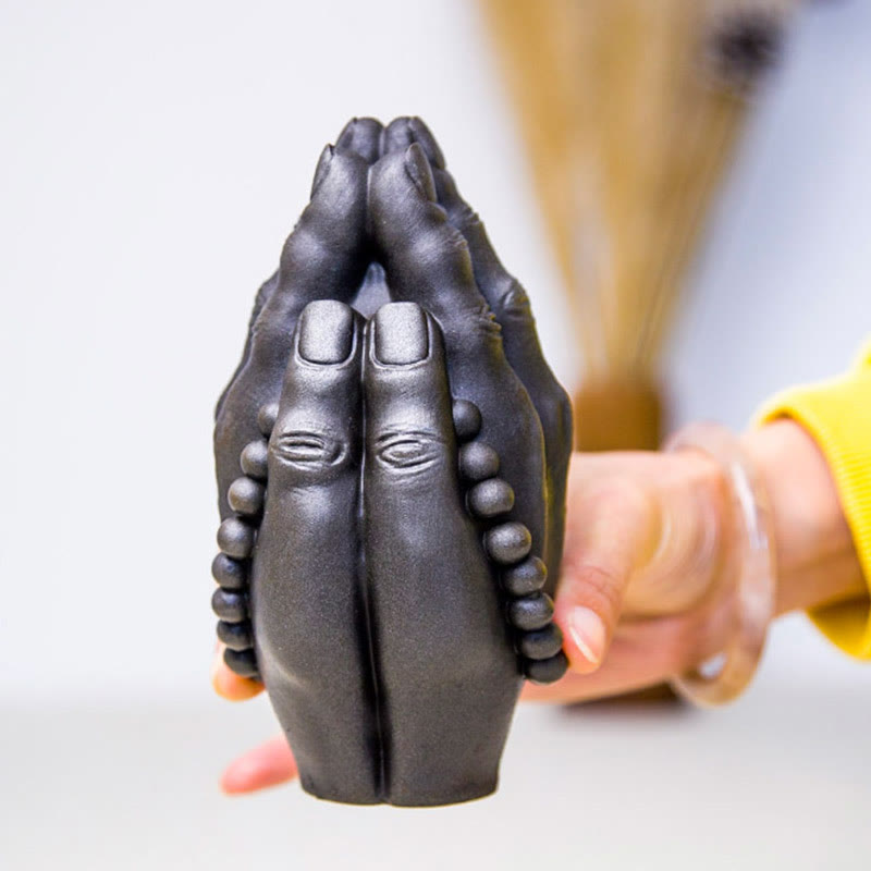 Handmade Rust & Polished Buddha Namaste Statue 15cm | Healing Sounds