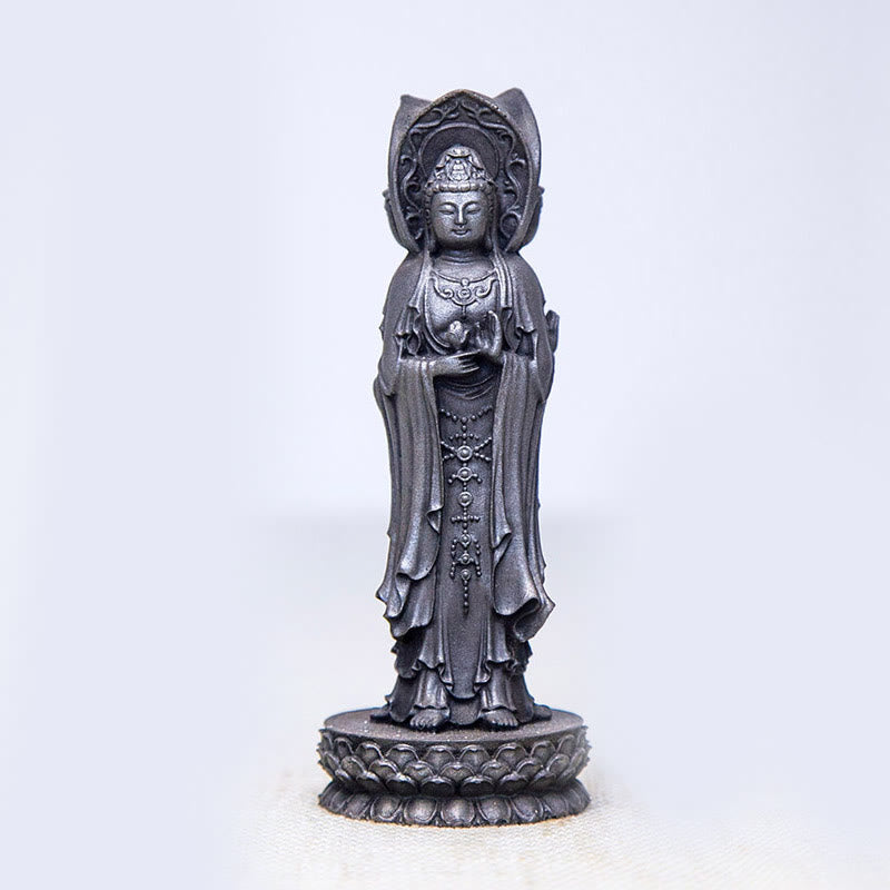 Three-sided Kwan Yin Statue | Iron Powder Rust Cast Resin Decor