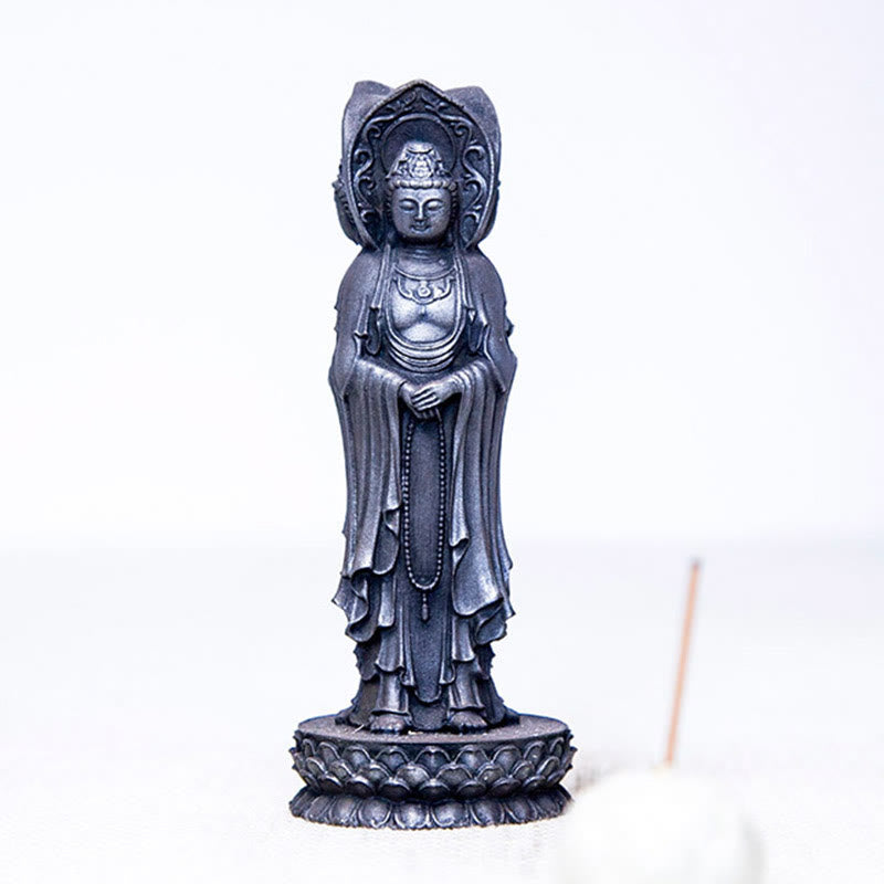 Three-sided Kwan Yin Statue | Iron Powder Rust Cast Resin Decor