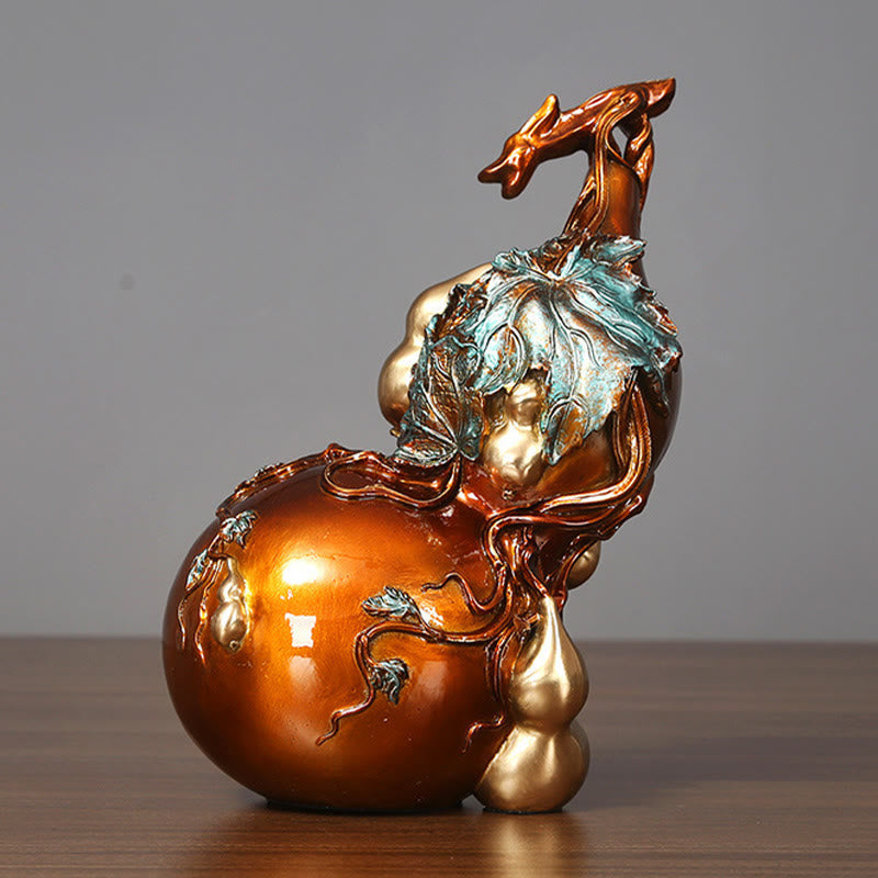 Golden Gourd Brass Copper Spiritual Statue Decor