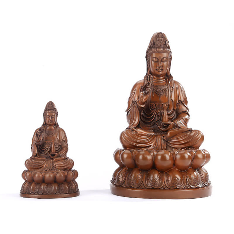 Copper Kwan Yin Avalokitesvara Lotus Buddha Statue Large