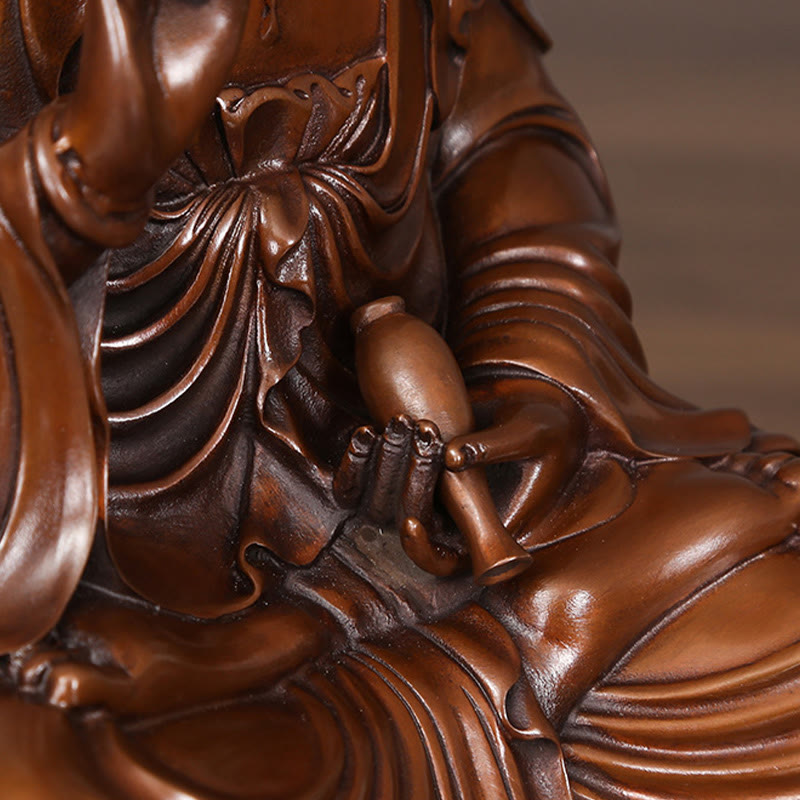 Copper Kwan Yin Avalokitesvara Lotus Buddha Statue Large