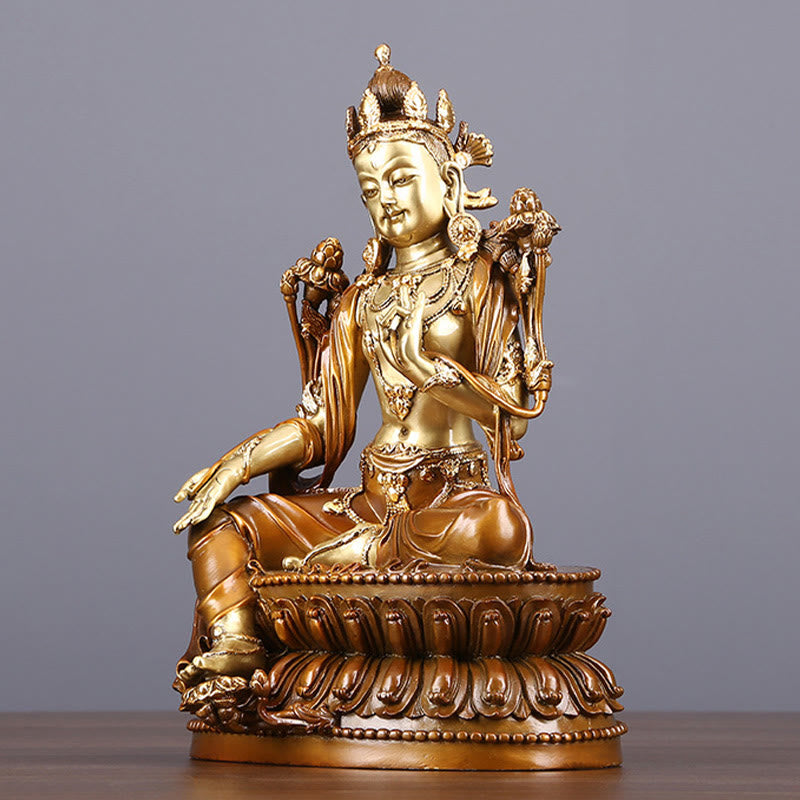 Green Tara Bodhisattva Statue 27cm Copper Brass Protection