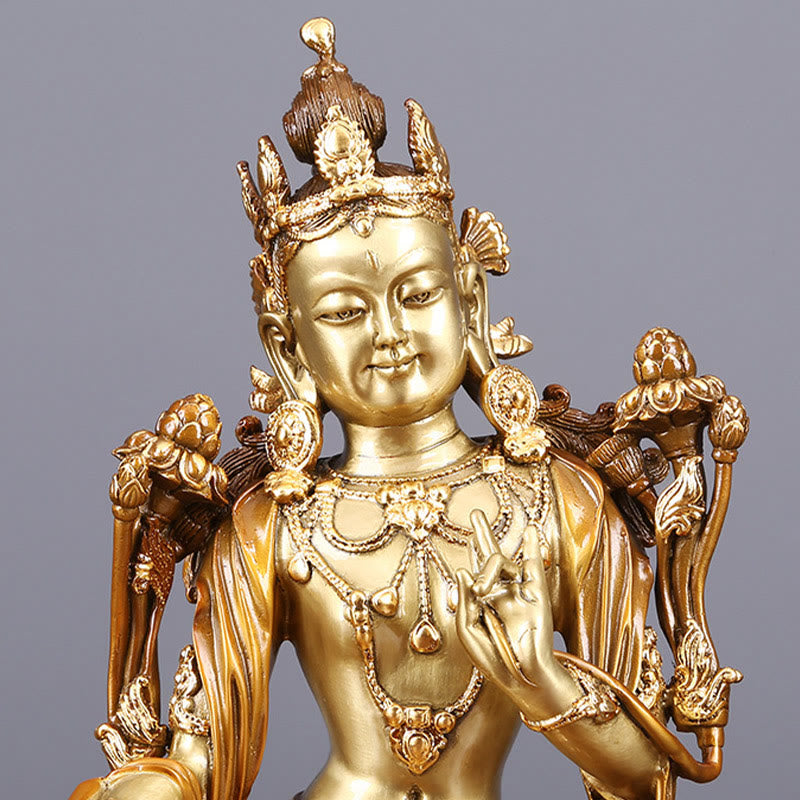 Green Tara Bodhisattva Statue 27cm Copper Brass Protection
