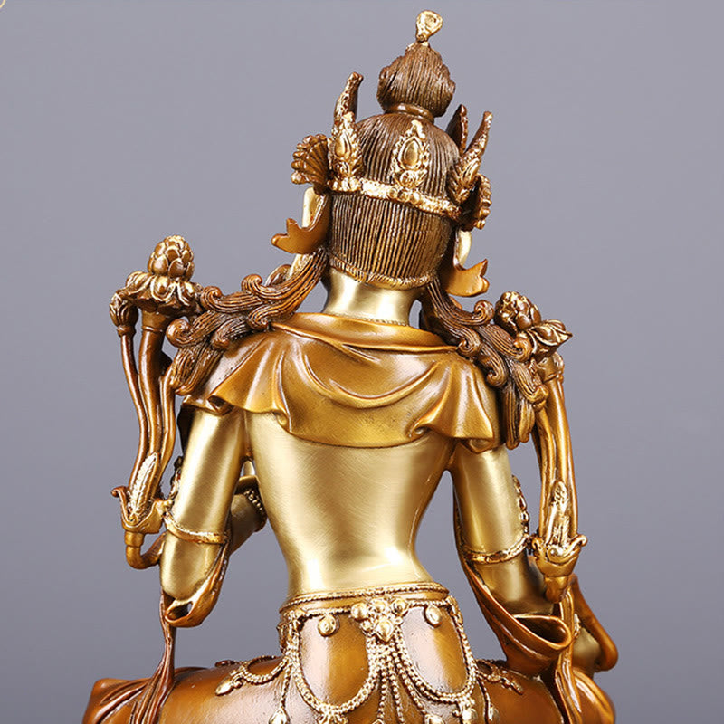 Green Tara Bodhisattva Statue 27cm Copper Brass Protection